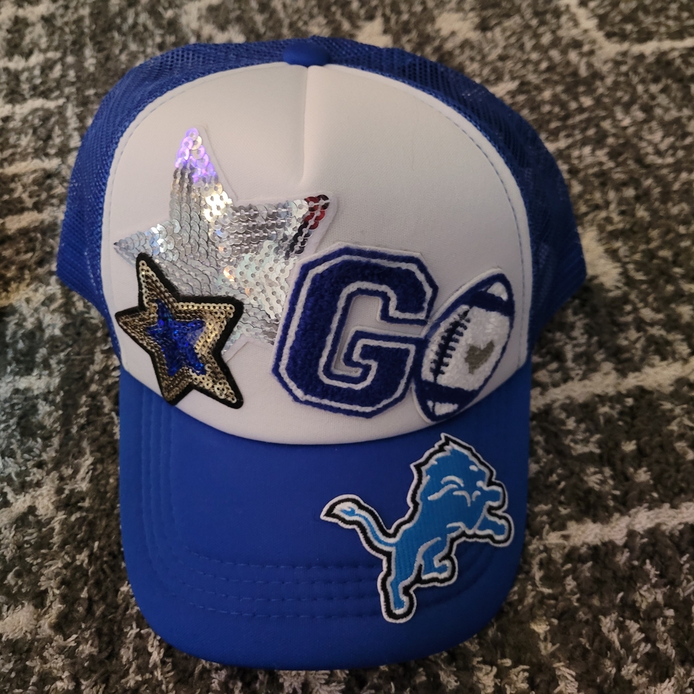 Blue and White Kids Cap with Star Patches